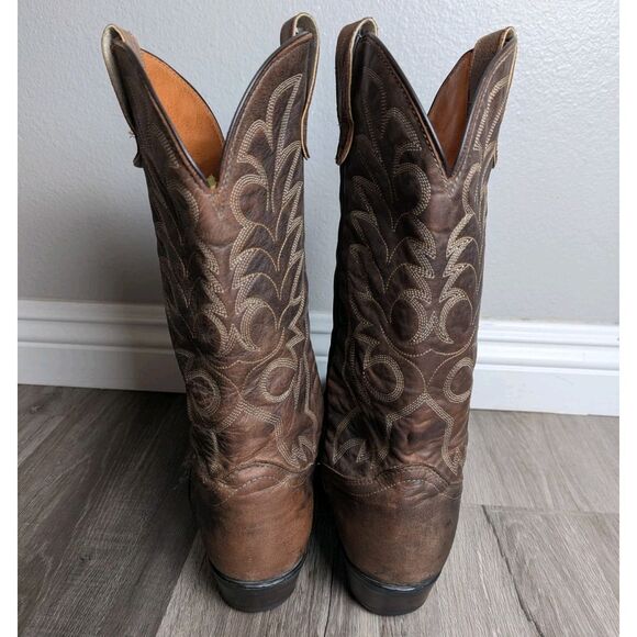 Vintage J Chisholm Western Cowboy boots brown genuine leather Mens 9 EE Wide - Picture 3 of 11